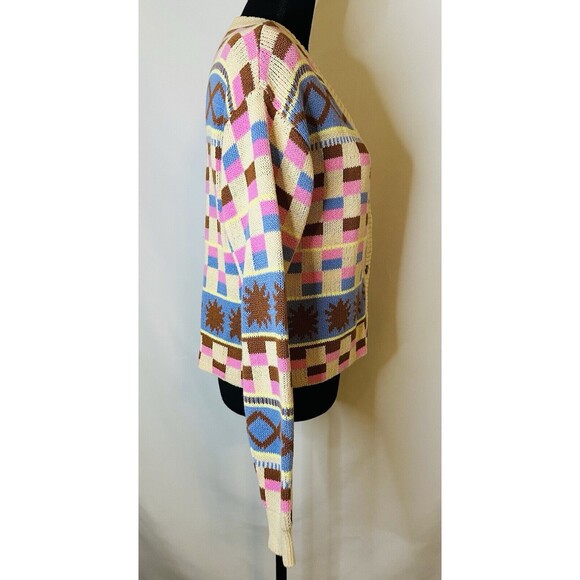 PacSun LA Hearts Multicolor‎ Colorblock Cozy Oversized Crop Cardigan Women's XS - Picture 5 of 12